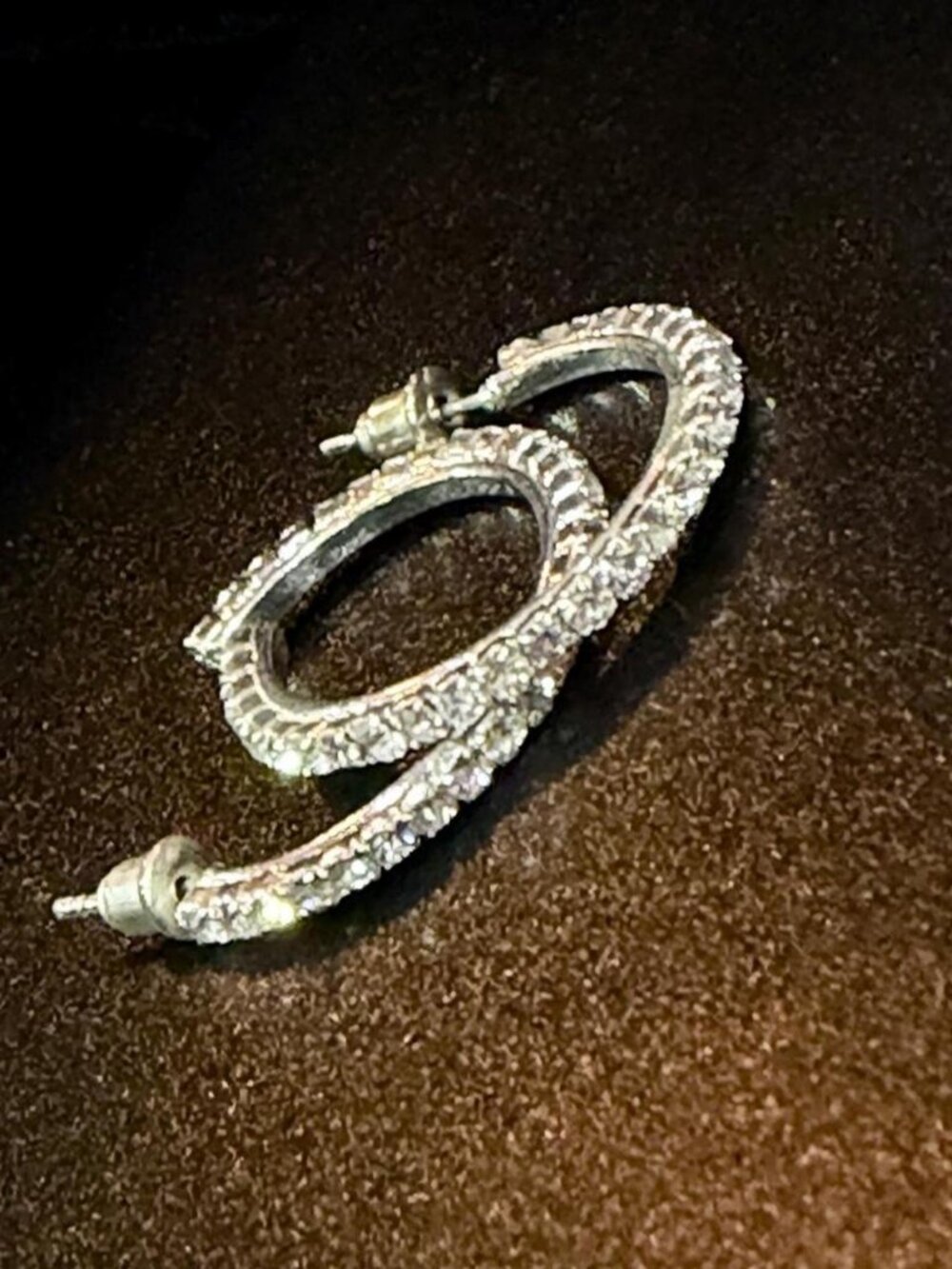 Silver Rhinestone Hoop Earrings